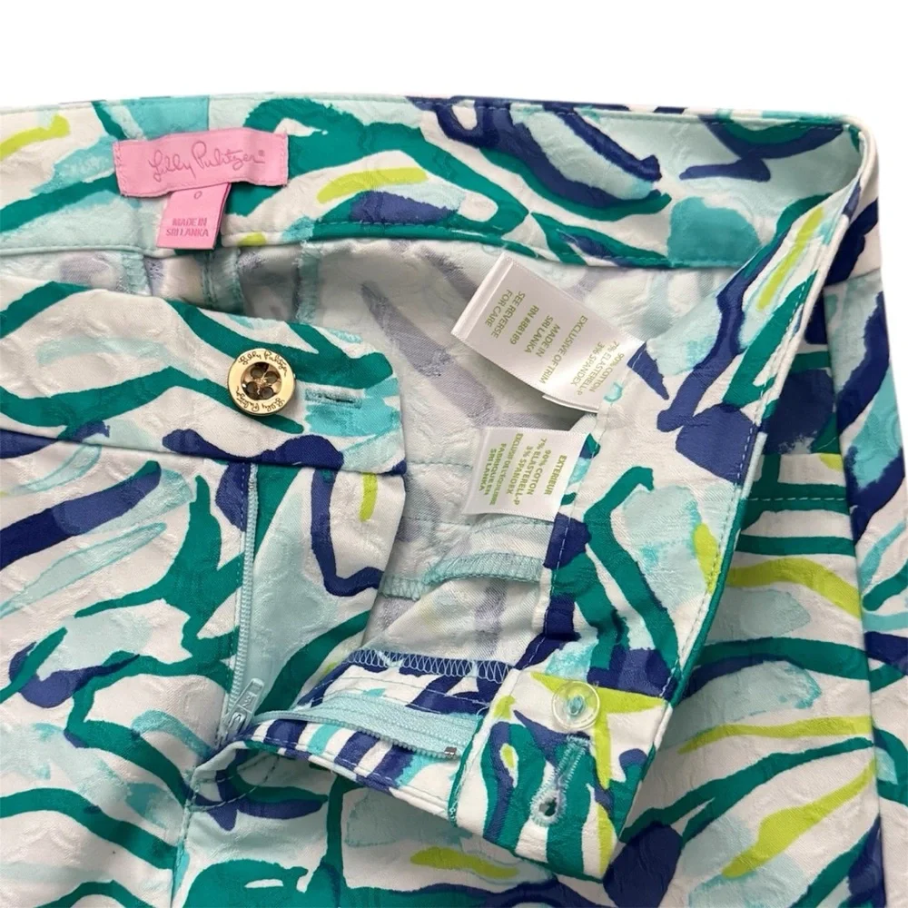Lilly Pulitzer Kelly Skinny Ankle Pants Pool Blue Stay Cool Size 0